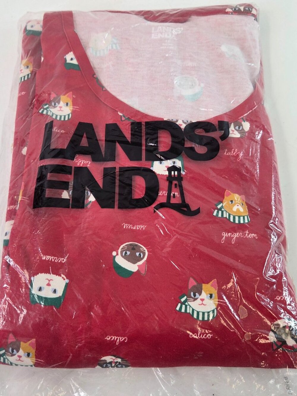 Land's End Pajama Set Rich Red Cats Womens Size 3XL New